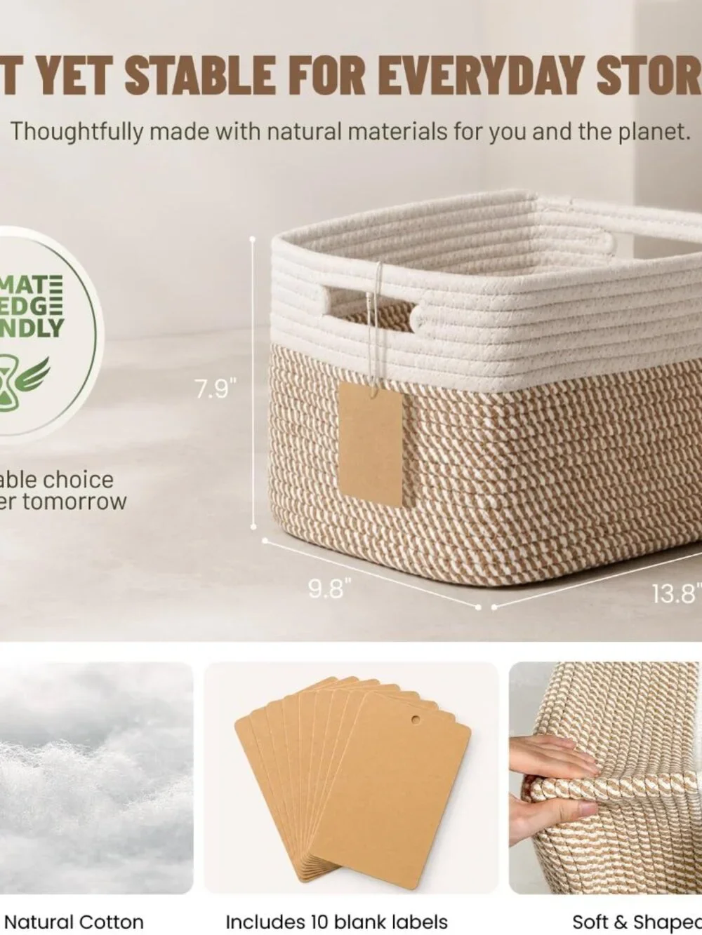 New 5 Pack Woven Storage Baskets, Decorative Storage Bins for Organizing